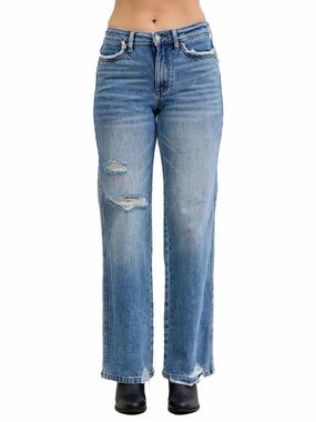 Judy Blue Women’s Mid Rise 90's Straight Leg Destroyed Jeans-size 9/29 NWOT 🔥